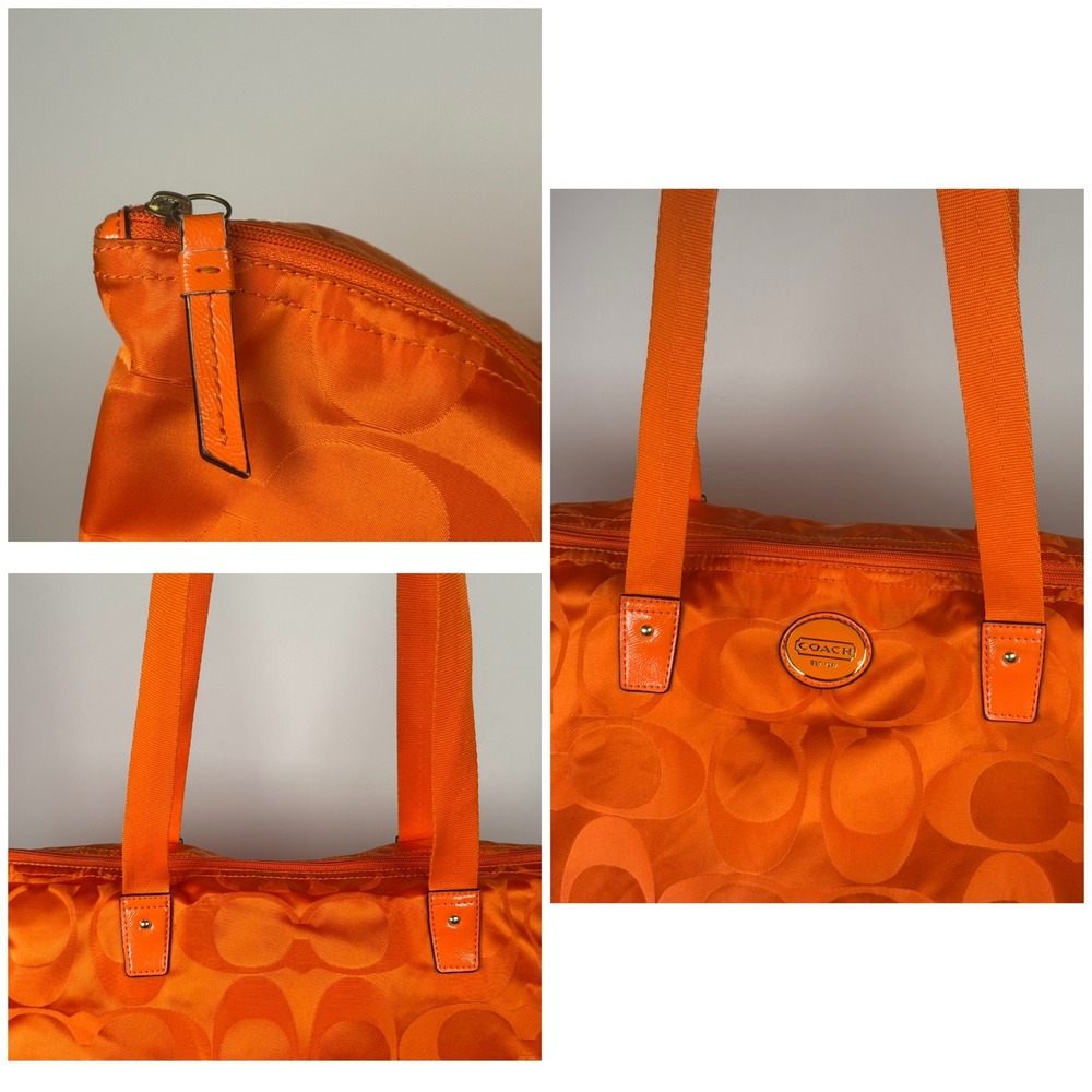 Coach Getaway Signature Orange Nylon Packable Weekender Large Tote Bag VTG Y2K - Picture 6 of 8